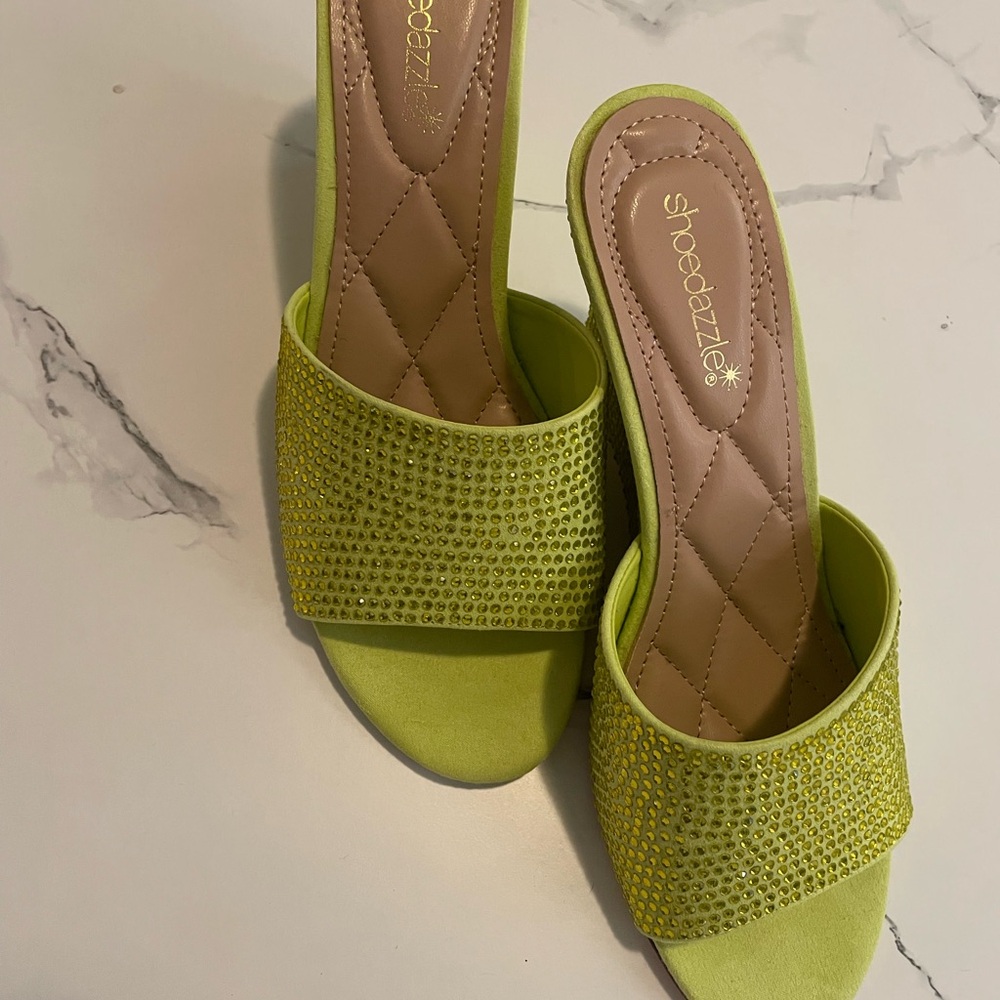 Shoe Dazzle Women's Bright Green Embellished Sandals